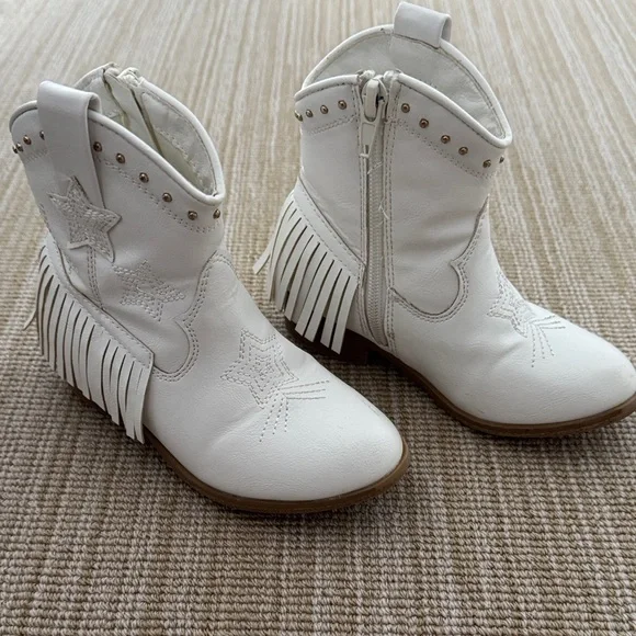 White Fringe Western Toddler Boots - Picture 4 of 5